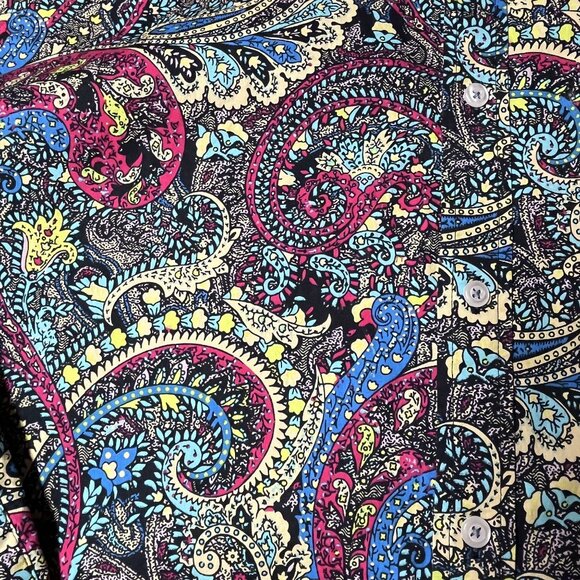 Cremieux Premium Denim Paisley Long Sleeve Button-Down Shirt 3XT Flip Cuff - Picture 6 of 10